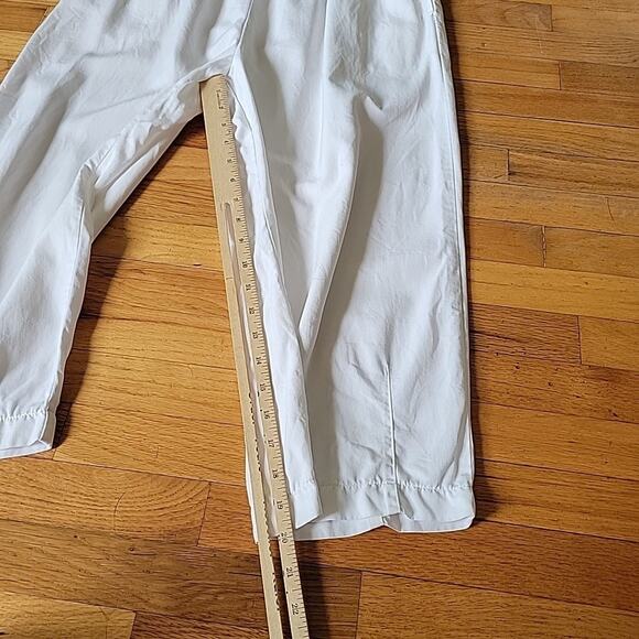 Cut Loose White Tencel Cropped Barrel Pants High Rise Pull On Beach Coastal - Picture 9 of 13